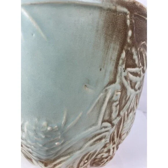 McCoy Planter Pot Pine Cone Jardiniere Blue Green Brown Vtg MCM Cottagecore - Picture 5 of 16